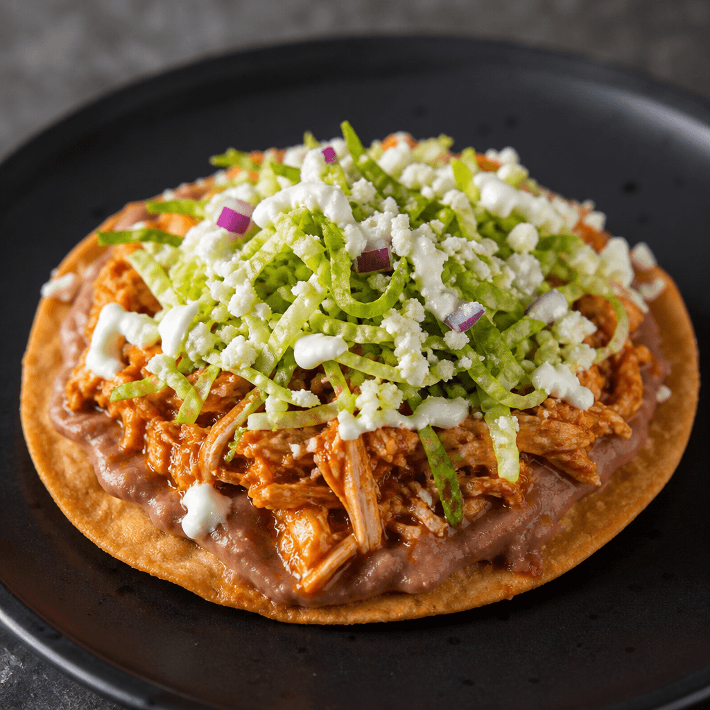 Tostada de Tinga de Pollo